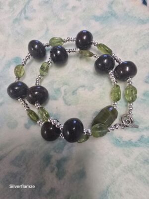 Green Peridot Black Stone Bracelet