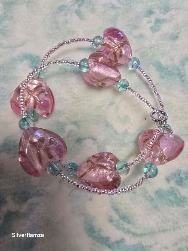 Pink Glass Bead Bracelet