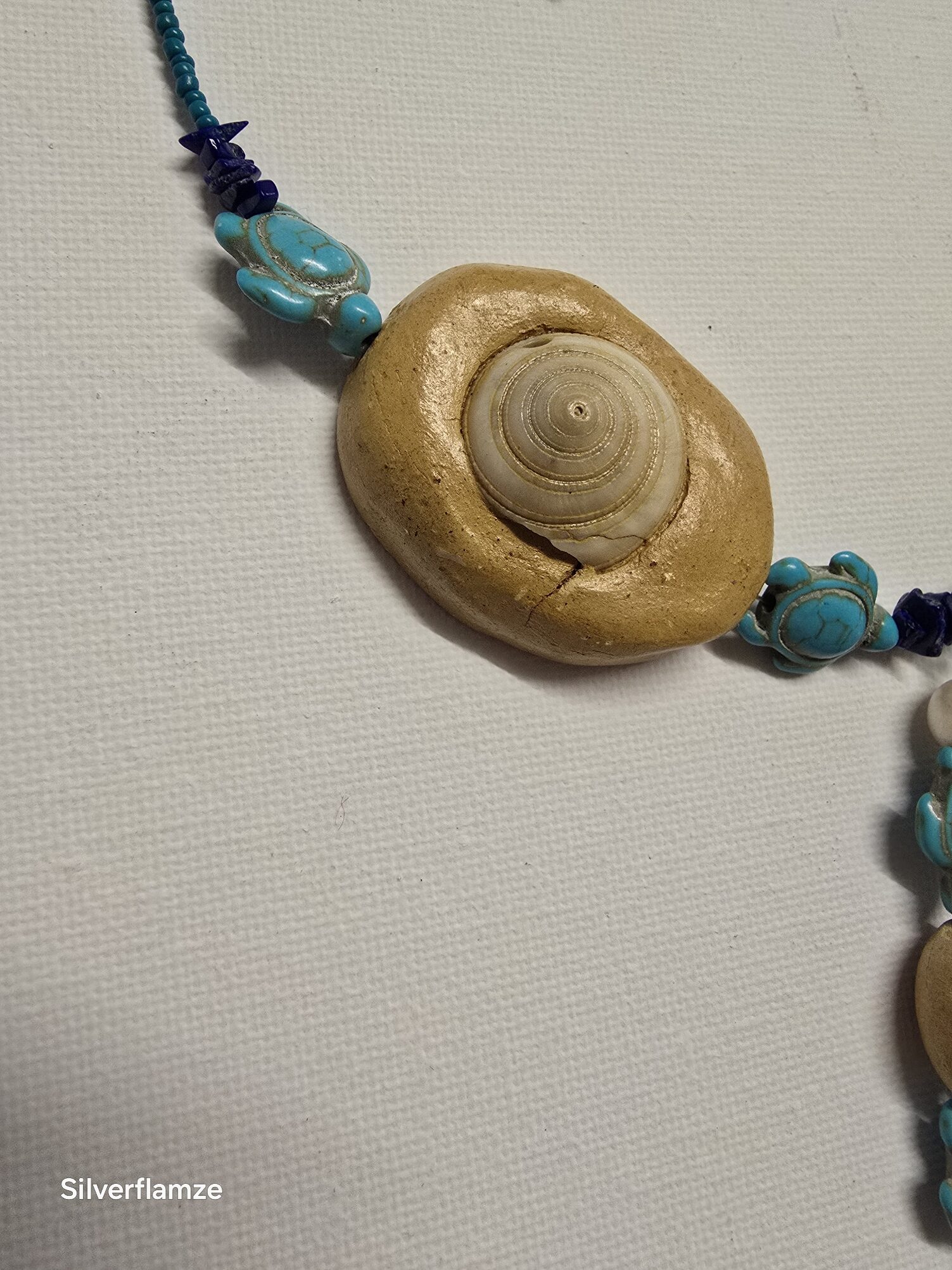 Turtle Lapis Clay Shell Bead Necklace set