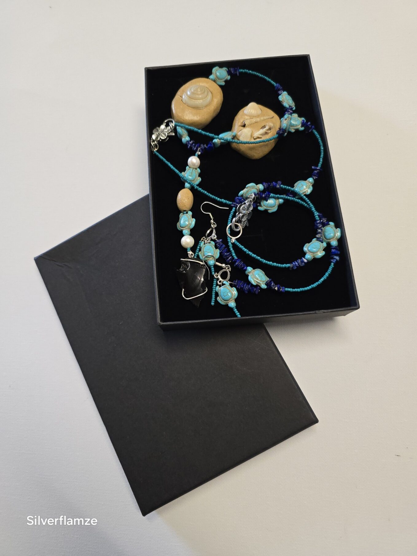 Turtle Lapis Clay Shell Bead Necklace Set - Image 7