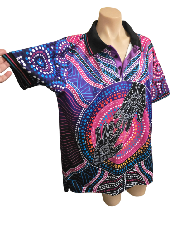 Gwiyaala Art Pink Unisex Polo X Large - Image 4
