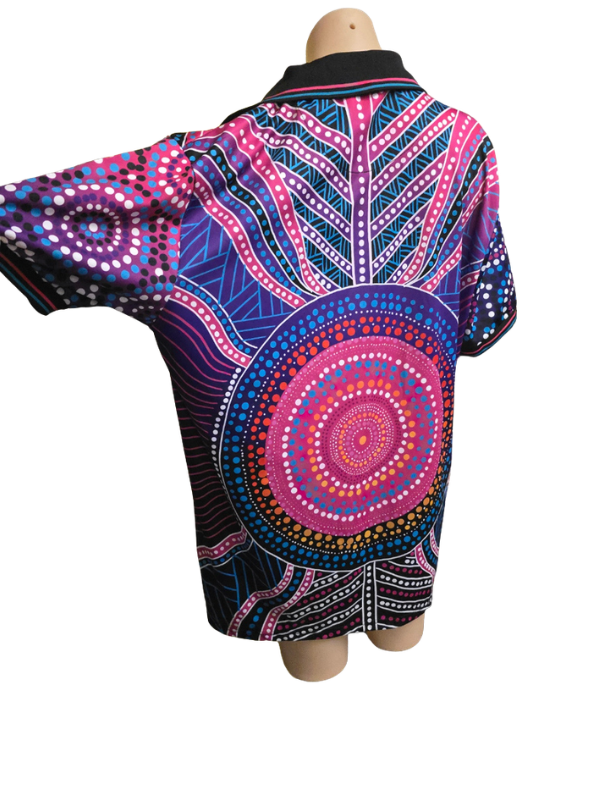 Gwiyaala Art Pink Unisex Polo X Large - Image 5