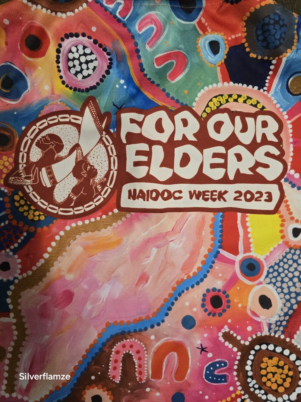 NAIDOC 2023 For Our Elders Art Unisex Polo - Image 9