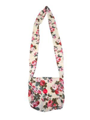 Red Rose Cotton Crossbody Handmade Bag