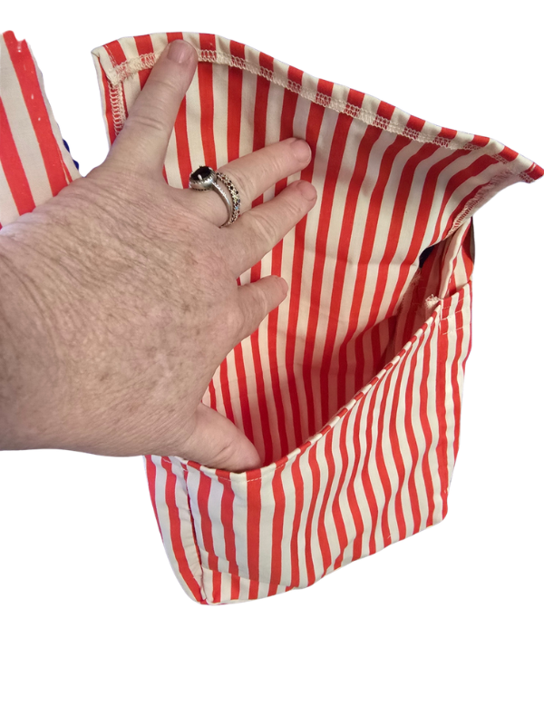 Red Stripe Crossbody Handmade Bag - Image 2