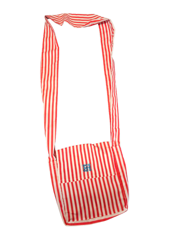 Red Stripe Crossbody Handmade Bag - Image 3