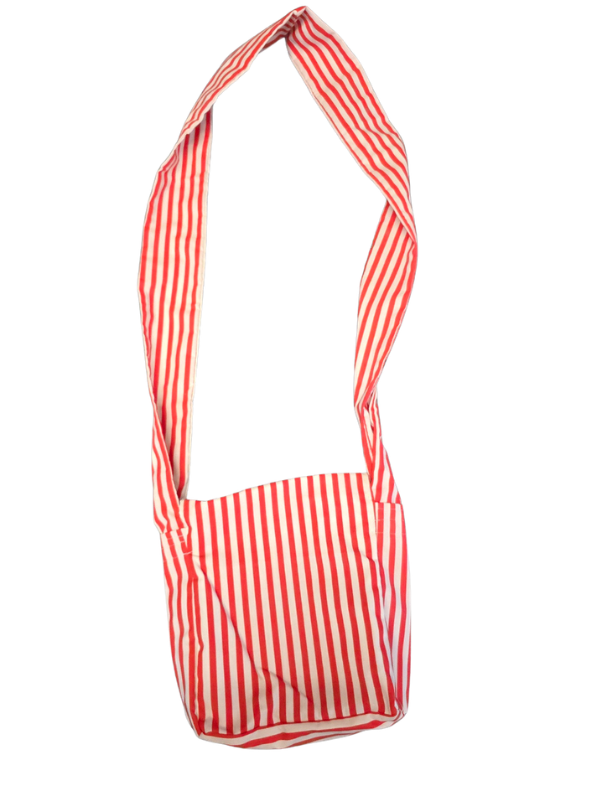 Red Stripe Crossbody Handmade Bag