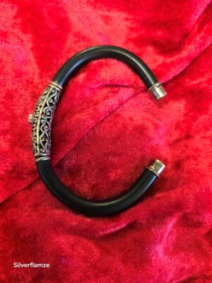 Citrine Sterling Silver Scroll Rubber Cuff Bangle